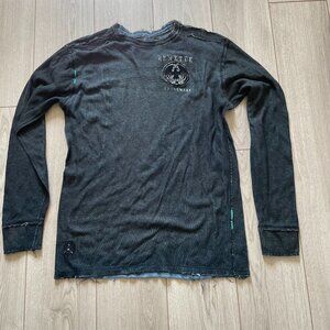 Remetee Trademark Sweatshirt Men Black 2-XL Crew Neck Long Sleeves Graphic Print